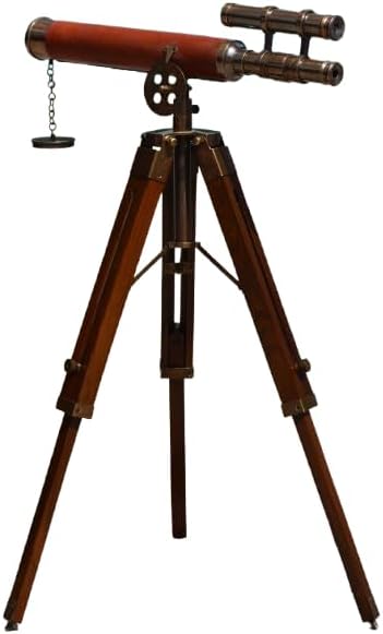 Antique Brass Telescope with Adjustable Tripod Vintage Nautical Decor