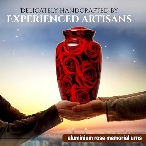 Bhartiya Handicrafts Red Rose Cremation Urn for Human Ashes