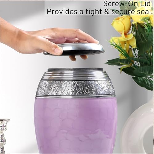Metal Alloy Cremation Urn - Lavender Silver 105