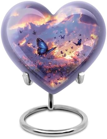 Twilight Butterflies Small Heart Urn for Human Ashes