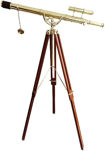 Vintage Brass Telescope with Wooden Tripod 1