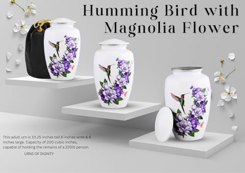 Humming Bird with Magnolia Flower Cremation Urn for Human Ashes - Decorative Urn for Adults