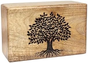 Handcrafted Wooden Cremation Urn with Tree of Life Design