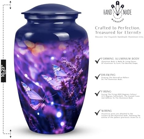 Purple Butterfly Urns For Human Ashes 10 Inch