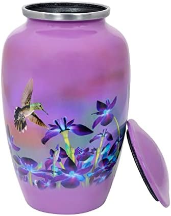 Cremation Urn with Satin Bag Large Handcrafted Hummingbird Design