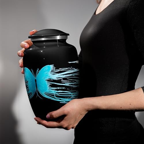 Butterfly Urns for Human Ashes - Large Black Cremation Urn Made in USA