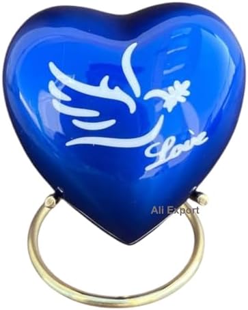 Red Heart Shaped Cremation Urn with Stand - Small Urn for Human Ashes