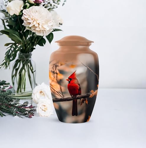 Elegant Memorial Urn for Ashes Beige 10 Inch