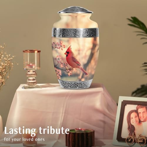 YATSKIA Orange Cardinal Bird Cremation Urn for Human Ashes