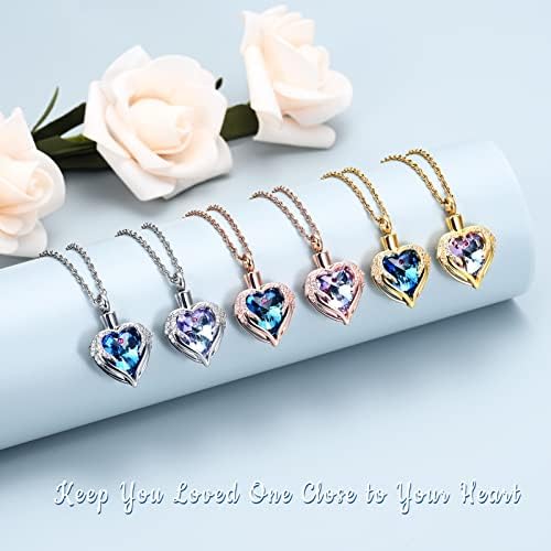 Shajwo Cremation Jewelry Angel Wing Heart Urn Necklace for Ashes