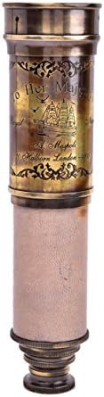 Bharat Haat Pure Brass Wood Telescope Decor BH04924