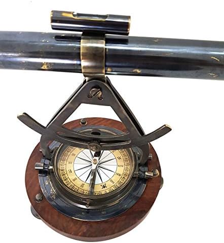 Antique Nautical Brass Alidade Compass with Theodolite Telescope