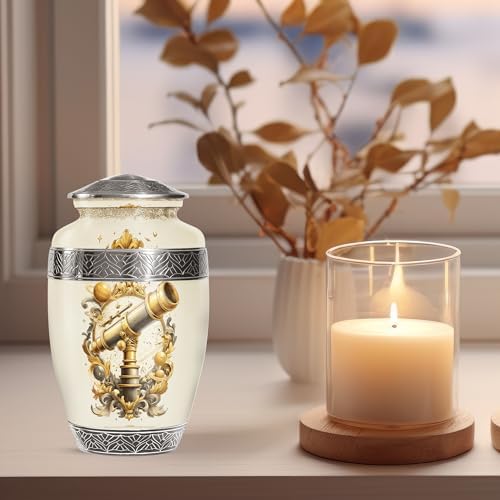 Telescope Urn for Adult Female - White 10-Inch Ash Holder