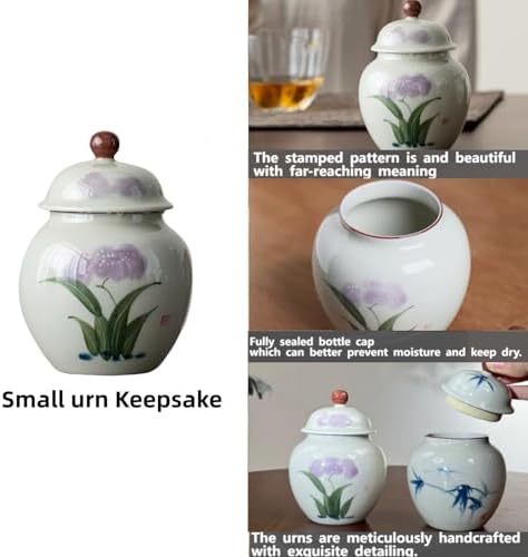 Iris Flower Small Urn for Ashes - 45 Inch Ceramic Keepsake