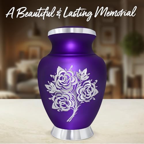Elegant Purple Rose Cremation Urn - Handcrafted for Women and Men
