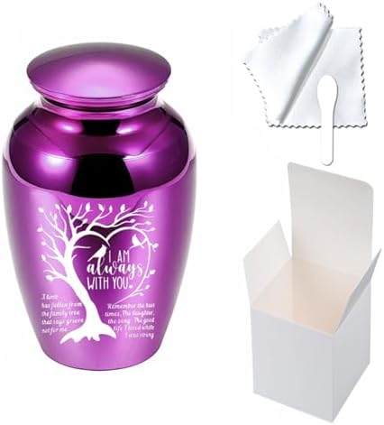 Small Purple Urns for Human Ashes Tree of Life Memorial Keepsake