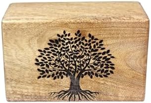 Handcrafted Wooden Cremation Urn with Tree of Life Design