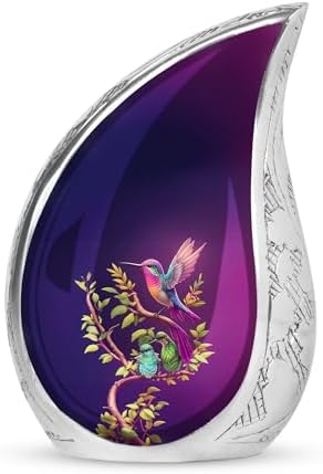 Hummingbird Urn - 10 Inch Metal Cremation Urn for Ashes