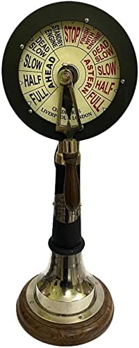 Nautical Brass Telegraph with Wooden Base for Decor