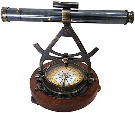 Antique Nautical Brass Alidade Compass with Theodolite Telescope