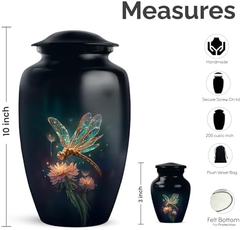 Dragonfly Urns for Human Ashes - 10 Inch Large Cremation Urn