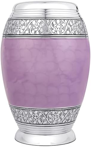 Metal Alloy Cremation Urn - Lavender Silver 105
