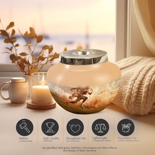 Football Cremation Urn for Couples - 7 Inch Decorative Urn