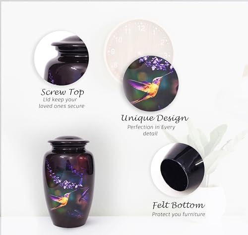 Midnight Purple Hummingbird Cremation Urn for Adults