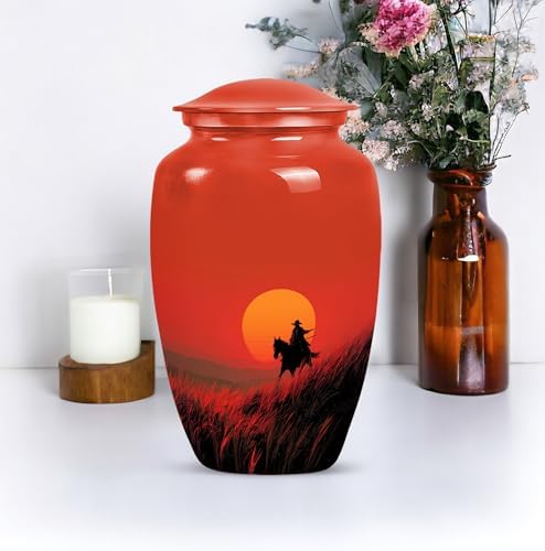 Sunset Cowboy Urn for Ashes - 10 Inch Adult Male