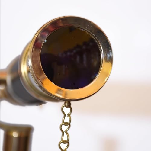 Royal Design Brass Double Barrel Nautical Telescope with Wooden Tripod