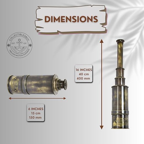 Brass Nautical Telescope 16 Inch Vintage Spyglass with 15x Magnification