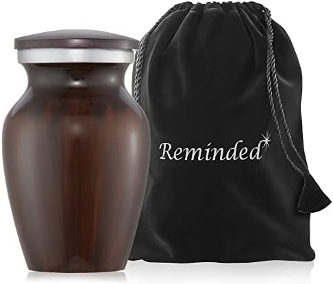 Reminded Brown Mini Cremation Urn with Velvet Case