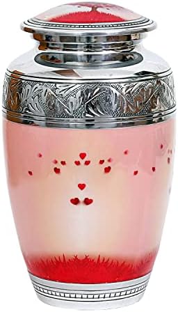 HLC Red Heart Cream Keepsake Urn - Velvet Box Included