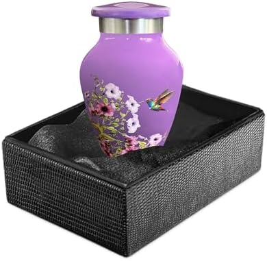 Purple Hummingbird Brass Urn for Human Ashes
