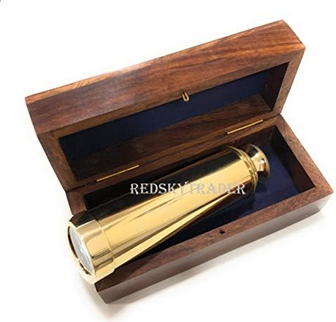 RedskyTrader Brass 9 Inch Handheld Telescope Nautical Pirate Spy Glass