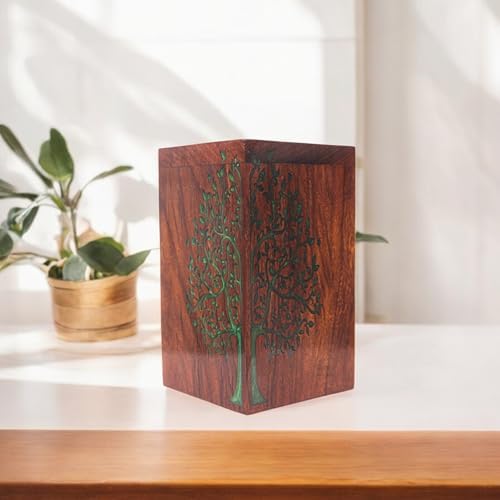 Handcrafted Rosewood Resin Cremation Urn Tree of Life