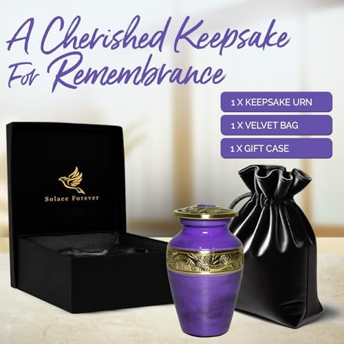 Solace Forever Small Urns for Human Ashes Keepsake - Miniature Memorial Urn Lavender