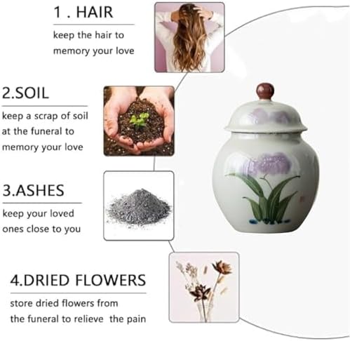 Iris Flower Small Urn for Ashes - 45 Inch Ceramic Keepsake
