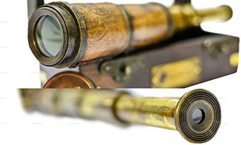 Sailors Art Antique Brass 16 Inch Telescope 20X Zoom with Wooden Box