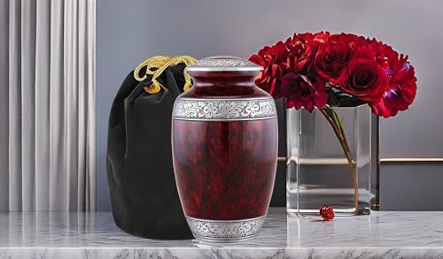 Elegant Adult Cremation Urn Dignity Cherry Red