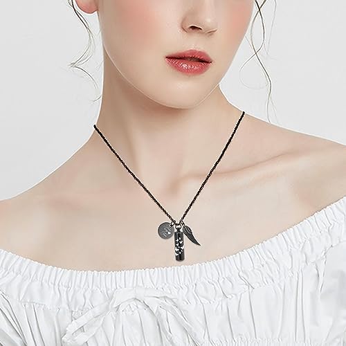 Cylinder Urn Ashes Necklace with Butterfly Design