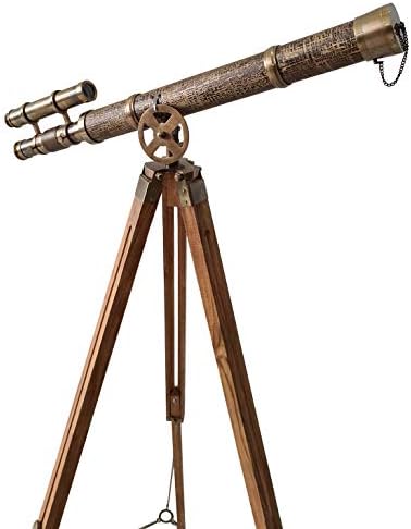 Vintage Double Barrel Telescope with Brass and Leather Finish