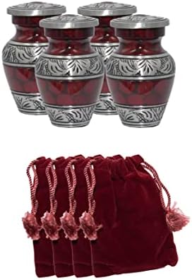 Set of Four Red Token Cremation Urns for Sharing