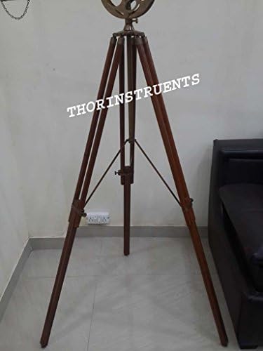 Nautical Brass Telescope with Adjustable Brown Tripod Stand