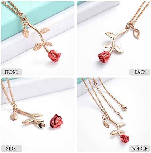 Rose Urn Necklace Cremation Jewelry for Ashes for Women Girls