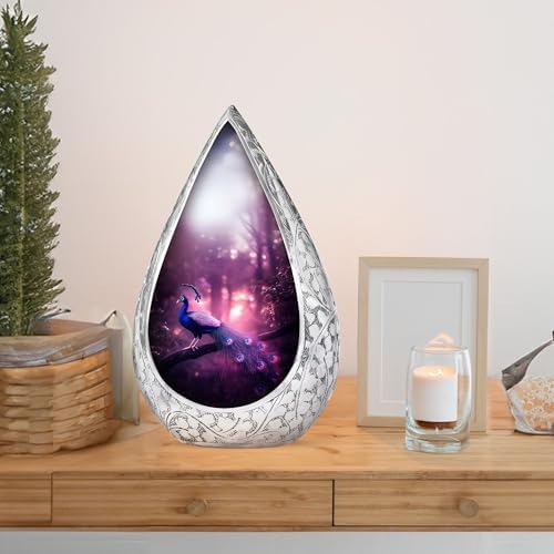 Purple Peacock Mini Urn for Human Ashes - 3 Inch
