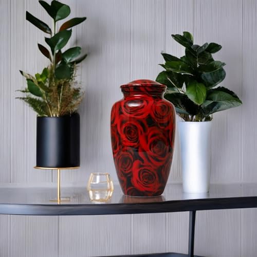Bhartiya Handicrafts Red Rose Cremation Urn for Human Ashes