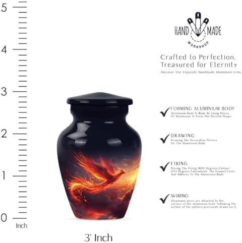 Cremation Urn with Phoenix Design and Firebird Decoration