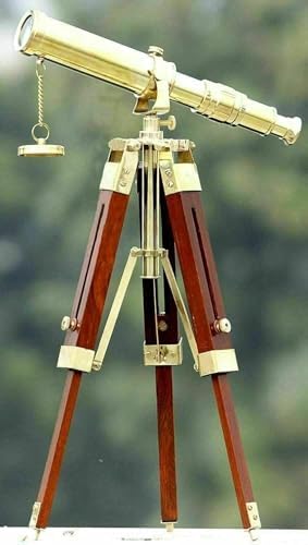 Vintage Brass Telescope with Wooden Tripod Stand 1