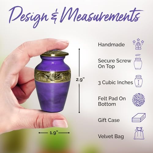 Solace Forever Small Urns for Human Ashes Keepsake - Miniature Memorial Urn Lavender